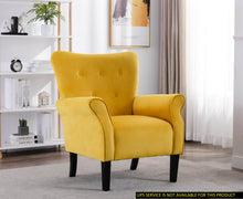 Load image into Gallery viewer, Stylish Living Room Furniture 1pc Accent Chair Yellow Fabric Button-Tufted Back Rolled-Arms Black Legs Modern Design Furniture