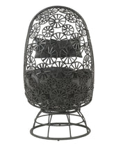 Load image into Gallery viewer, Hikre Patio Lounge Chair &amp; Side Table; Clear Glass; Charcaol Fabric &amp; Black Wicker 45113