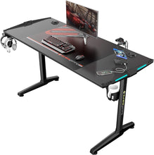 Load image into Gallery viewer, EUREKA ERGONOMIC Gaming Computer Desk 55&quot; Home Office Gaming PC Tables New Polygon Legs Design with RGB LED Lights, Colonel Series GIP-55B, Black