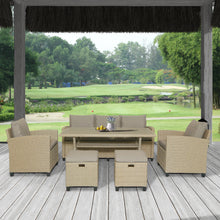 Load image into Gallery viewer, Set Patio Garden Backyard Sofa, Chair, Stools and Table .