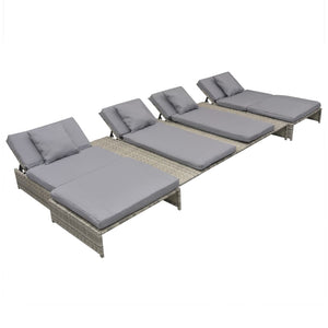 Outdoor Lounge Set 15 Pieces Poly Rattan Gray