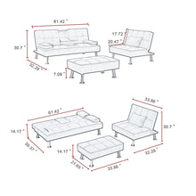 Load image into Gallery viewer, Fabric Folding Sofa Bed with 2 Cup Holders; Removable Armrest and Metal Legs; Single Sofa Bed with Ottoman; 3 pcs for 1 sets .