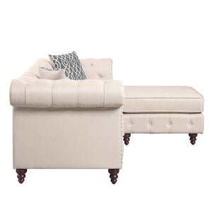 Waldina Reversible Sectional Sofa in Beige Fabric LV00643