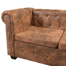 Load image into Gallery viewer, Chesterfield Corner Sofa 5-Seater Brown Faux Leather