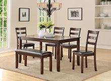 Load image into Gallery viewer, Classic Style 6pcs-Dining Set Rectangle Table 4 Side Chairs And Bench Dining Room Furniture MDF Rubber wood