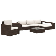 Load image into Gallery viewer, 8 Piece Garden Lounge Set with Cushions Poly Rattan Brown