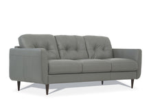 Load image into Gallery viewer, Leatherette Sofa with Tapered Legs and Button Tufted Details; Gray