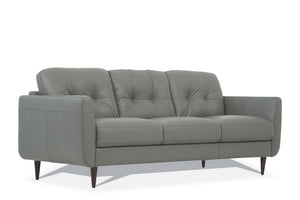 Leatherette Sofa with Tapered Legs and Button Tufted Details; Gray