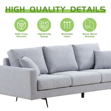 Load image into Gallery viewer, Modern Three Seat Sofa Couch with 2 Pillows; Light Grey Perfect for Every Occasion.