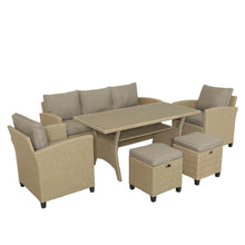Load image into Gallery viewer, Set Patio Garden Backyard Sofa, Chair, Stools and Table .