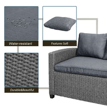 Load image into Gallery viewer, Patio Outdoor Furniture PE Rattan Wicker Conversation Set All-Weather Sectional Sofa Set with Table &amp; Soft Cushions (Grey)