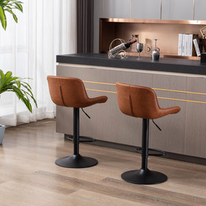 Set of 2 Bar Stools,with Black Footrest and Base Swivel Height Adjustable .