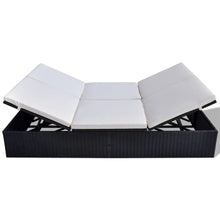Load image into Gallery viewer, Double Sun Lounger with Cushion Poly Rattan Black