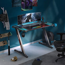 Load image into Gallery viewer, EUREKA ERGONOMIC Z1-S Gaming Desk 44.5&quot; Z Shaped Office PC Computer Gaming Desk Gamer Tables Pro with LED Lights Controller Stand Cup Holder Headphone