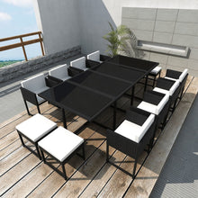 Load image into Gallery viewer, 13 Piece Outdoor Dining Set with Cushions Poly Rattan Black