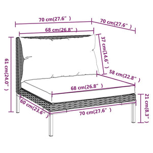 9 Piece Patio Lounge Set with Cushions Poly Rattan Dark Gray