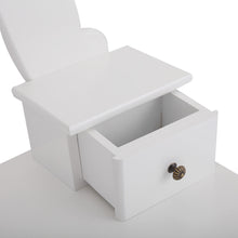 Load image into Gallery viewer, Makeup Desk Vanity Dressing Table Set W/ Round Mirror Stool 5 Storage Drawers