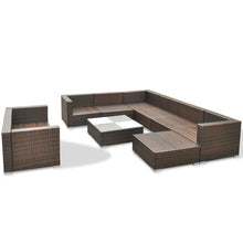Load image into Gallery viewer, 10 Piece Garden Lounge Set with Cushions Poly Rattan Brown