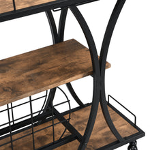 Load image into Gallery viewer, Industrial Black Bar Serving Cart for home with Wine Rack and Glass Holder, 3-tier Shelves, Metal Frame