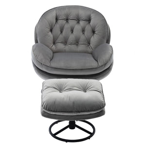 Accent chair TV Chair Living room Chair Grey with ottoman