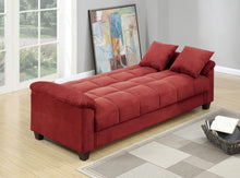 Load image into Gallery viewer, Contemporary Living Room Adjustable Sofa Red Color Microfiber Plush Storage Couch 1pc Futon Sofa w Pillows