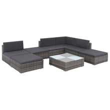 Load image into Gallery viewer, 8 Piece Garden Lounge Set with Cushions Poly Rattan Gray