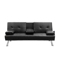 Load image into Gallery viewer, Sofa Bed; Modern Faux Leather Convertible Folding Lounge Sofa for Charming Black.