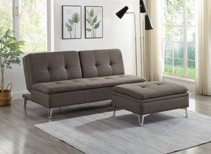 Attractive Style Chocolate Color 1pc Sofa Bed Fabric Upholstered Plush Seating Modern Living Room Furniture