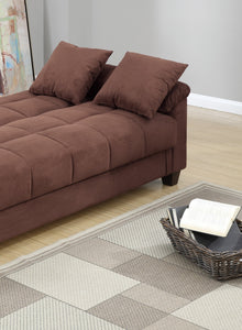 Contemporary Living Room Adjustable Sofa Chocolate Color Microfiber Plush Storage Couch 1pc Futon Sofa w Pillows