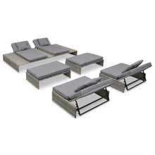 Load image into Gallery viewer, Patio Lounge Set 15 Pieces Poly Rattan Gray
