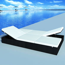 Load image into Gallery viewer, Double Sun Lounger with Cushion Poly Rattan Black