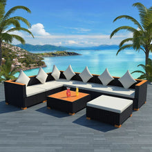 Load image into Gallery viewer, 8 Piece Garden Lounge Set with Cushions Poly Rattan Black
