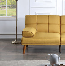 Load image into Gallery viewer, Mustard Polyfiber Adjustable Tufted Sofa Living Room Solid wood Legs Comfort Couch