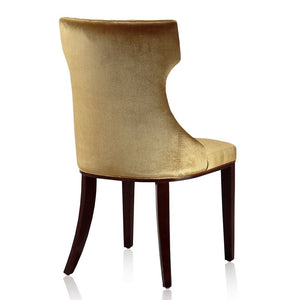 Manhattan Comfort Reine Antique Gold and Walnut Velvet Dining Chair (Set of Two)