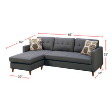 Load image into Gallery viewer, Linen-Like Fabric Reversible Sectional Sofa in Blue Grey