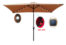 Load image into Gallery viewer, 10 x 6.5t Rectangular Patio Solar LED Lighted Outdoor Market Umbrellas with Crank &amp; Push Button Tilt for Garden Shade Outside Swimming Pool RT