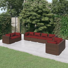 Load image into Gallery viewer, 8 Piece Patio Lounge Set with Cushions Poly Rattan Brown