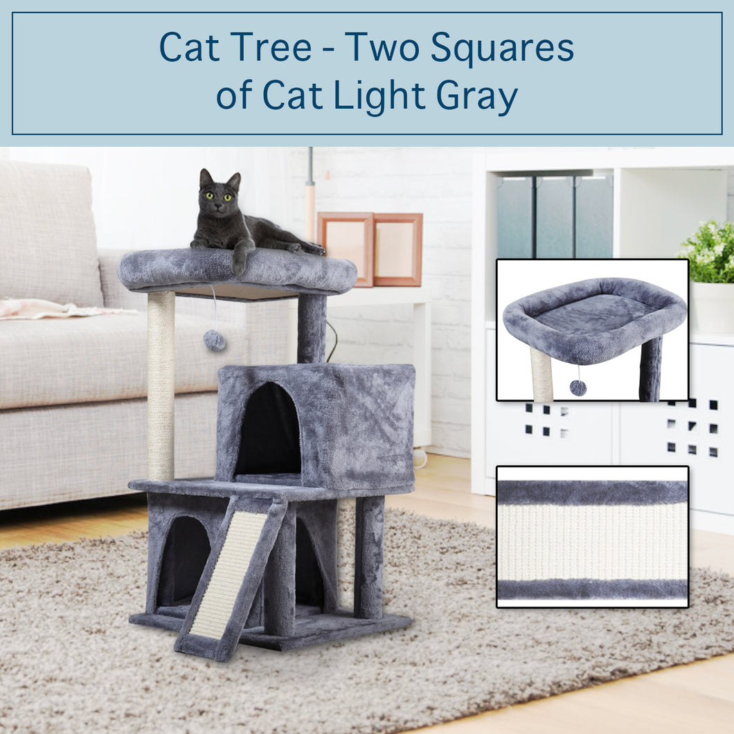 Cat tree-two square nest light gray