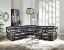 Load image into Gallery viewer, Sectional Sofa (Power Motion); Gray Leather-Aire (1Set/6Ctn) 54810