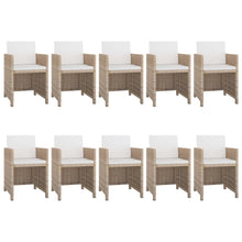 Load image into Gallery viewer, 11 Piece Patio Dining Set with Cushions Poly Rattan Beige