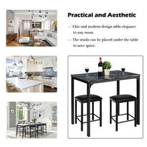 Small Space Kitchen Bar Furniture 3 Pieces Dining Table Set