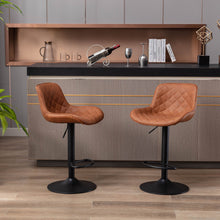 Load image into Gallery viewer, Set of 2 Bar Stools,with Black Footrest and Base Swivel Height Adjustable .