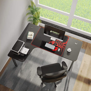 Eureka Ergonomic 61 inch L Shaped Desk, Home Office Gaming Computer Desk Corner Desk Table with Mouse Pad Easy Assembly, Left Side - Black