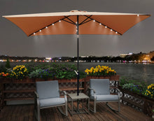 Load image into Gallery viewer, 10 x 6.5t Rectangular Patio Solar LED Lighted Outdoor Market Umbrellas with Crank &amp; Push Button Tilt for Garden Shade Outside Swimming Pool RT