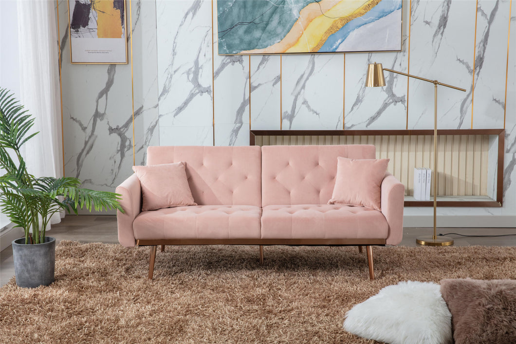 Velvet Sofa ; Accent sofa .loveseat sofa with rose gold metal feet and