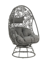 Load image into Gallery viewer, Hikre Patio Lounge Chair &amp; Side Table; Clear Glass; Charcaol Fabric &amp; Black Wicker 45113