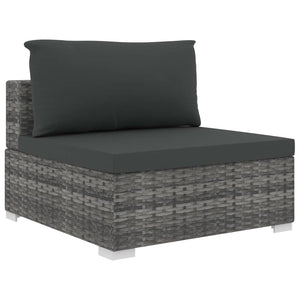 10 Piece Garden Lounge Set with Cushions Poly Rattan Gray