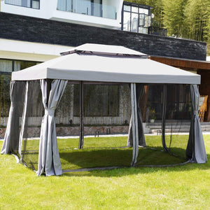 Grand Patio 10x13 Feet 2-tier Patio Gazebo, Outdoor Canopy with Mosquito Netting and Shade Curtains, Sturdy Straight Leg Tent for Backyard & Party & Event
