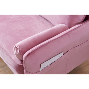 Velvet Fabric sofa with pocket-71"pink