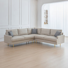 Load image into Gallery viewer, L-Shaped Corner Sectional Technical leather Sofa with pillows; beige